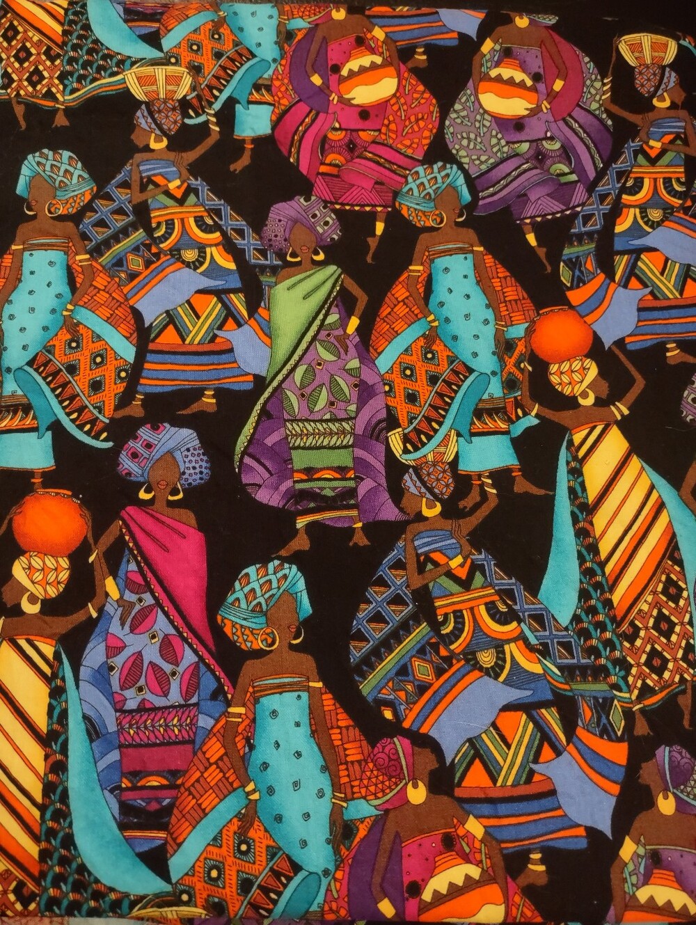 "African Sunset" Colorful African Print Fabric - Women in Traditional Dress
